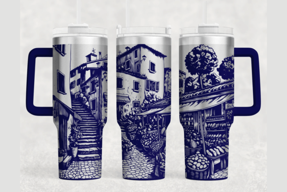 Italy Village 40oz Laser Tumbler Wrap SV Graphics