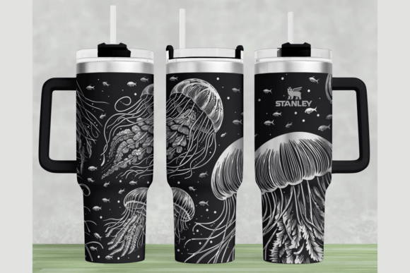 Jelly Fish Stanley 40oz Laser Wrap SVG: Graphics for Tumbler Wraps