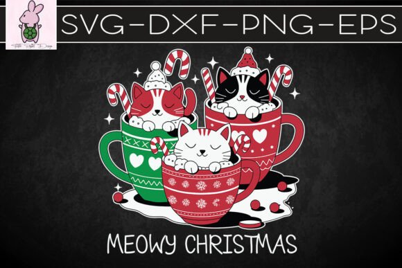 Meowy Christmas Cute Cats and Coffee SVG: Graphics for Crafts & Joyful Branding